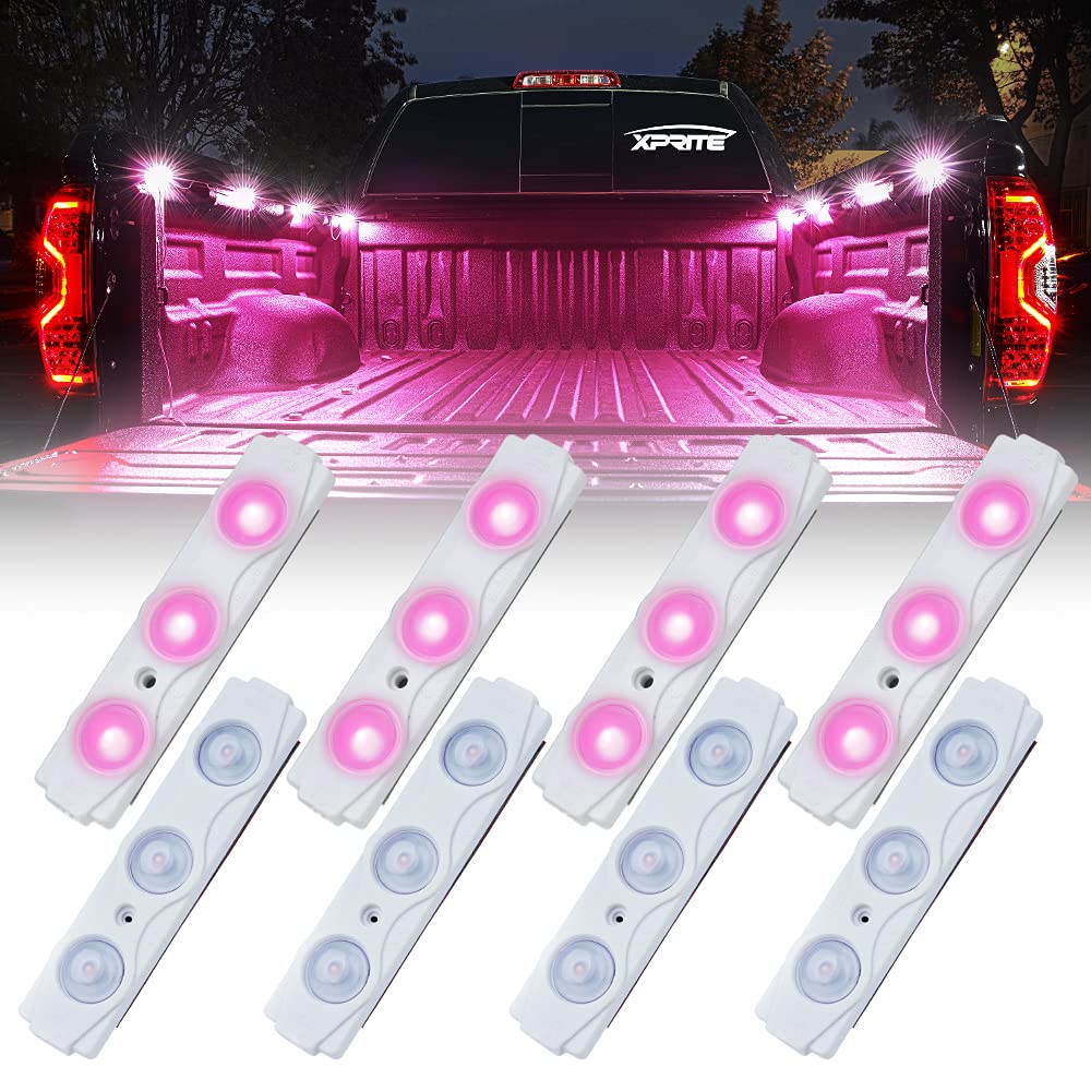 Xprite 8 LED Rock Light Pods Truck Bed Lighting Kit with Switch