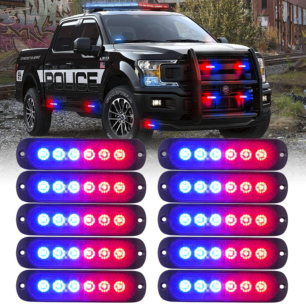 Xprite Alert 6 Series 6W Flush Mount Side Marker Emergency Strobe Light - Set of 4