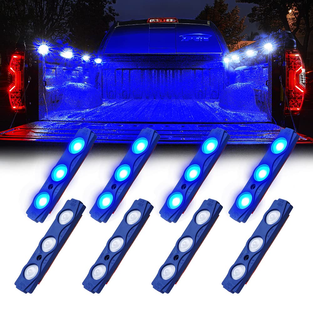 Xprite 8 LED Rock Light Pods Truck Bed Lighting Kit with Switch
