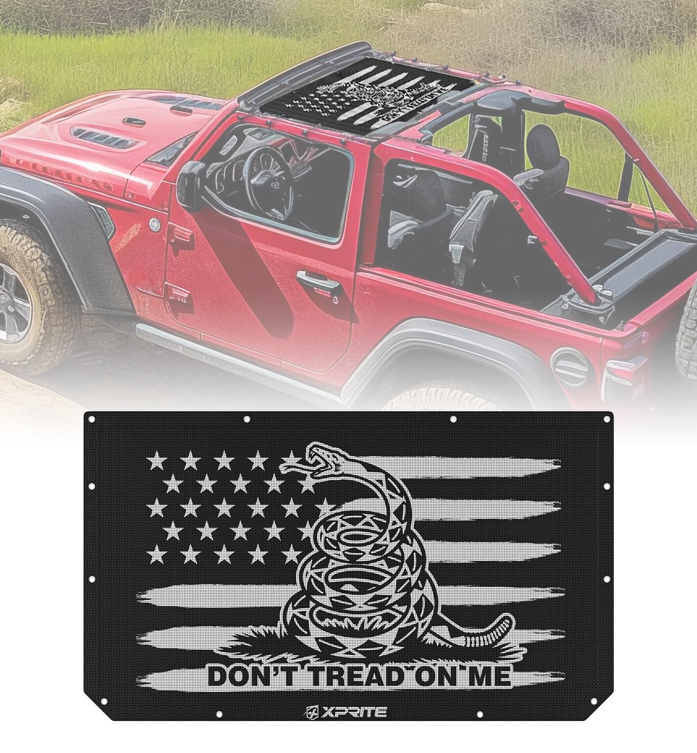 Jeep Sunshade Top with Gadsden Flag Design for JL JT