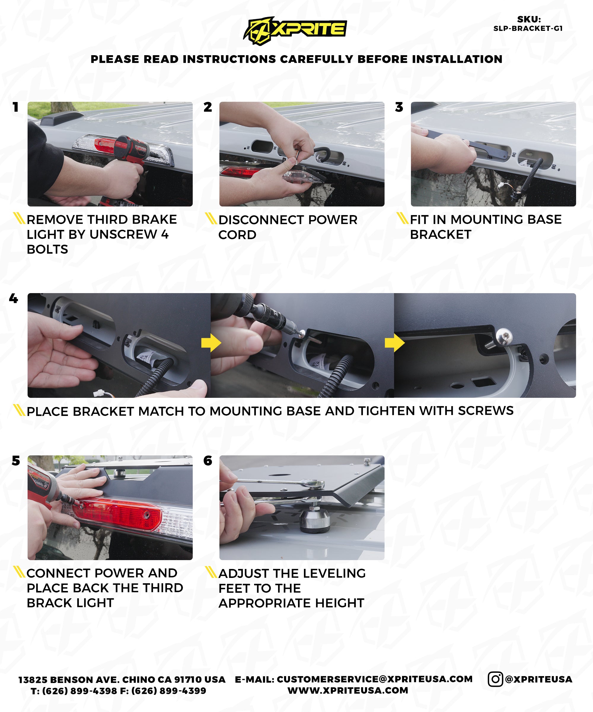 Ford Pickup Truck Drill Free Light Bar Cab Mount for F150, F250 - F550