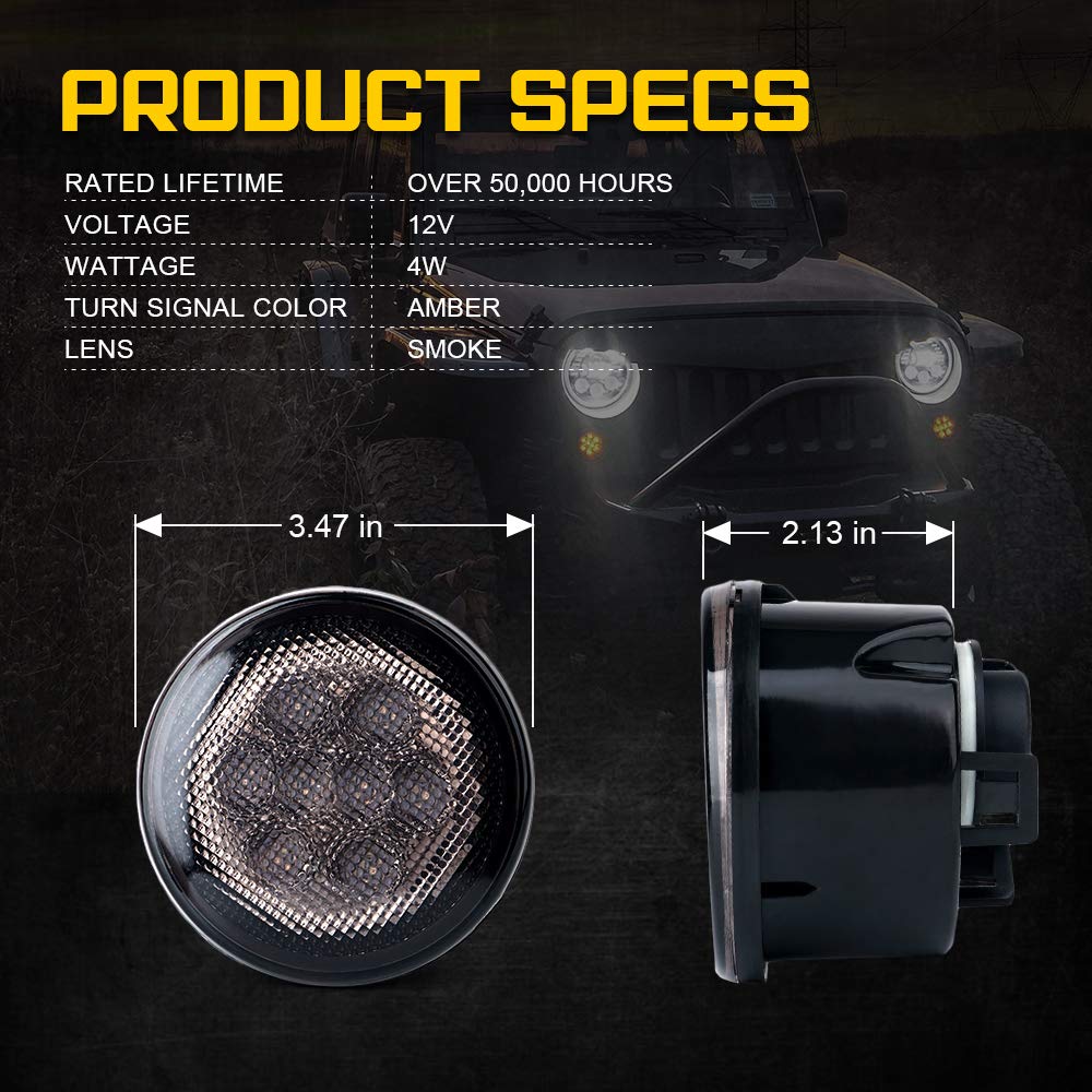 Jeep Amber Turn Signal Lights for 07-18 Jeep Wrangler JK