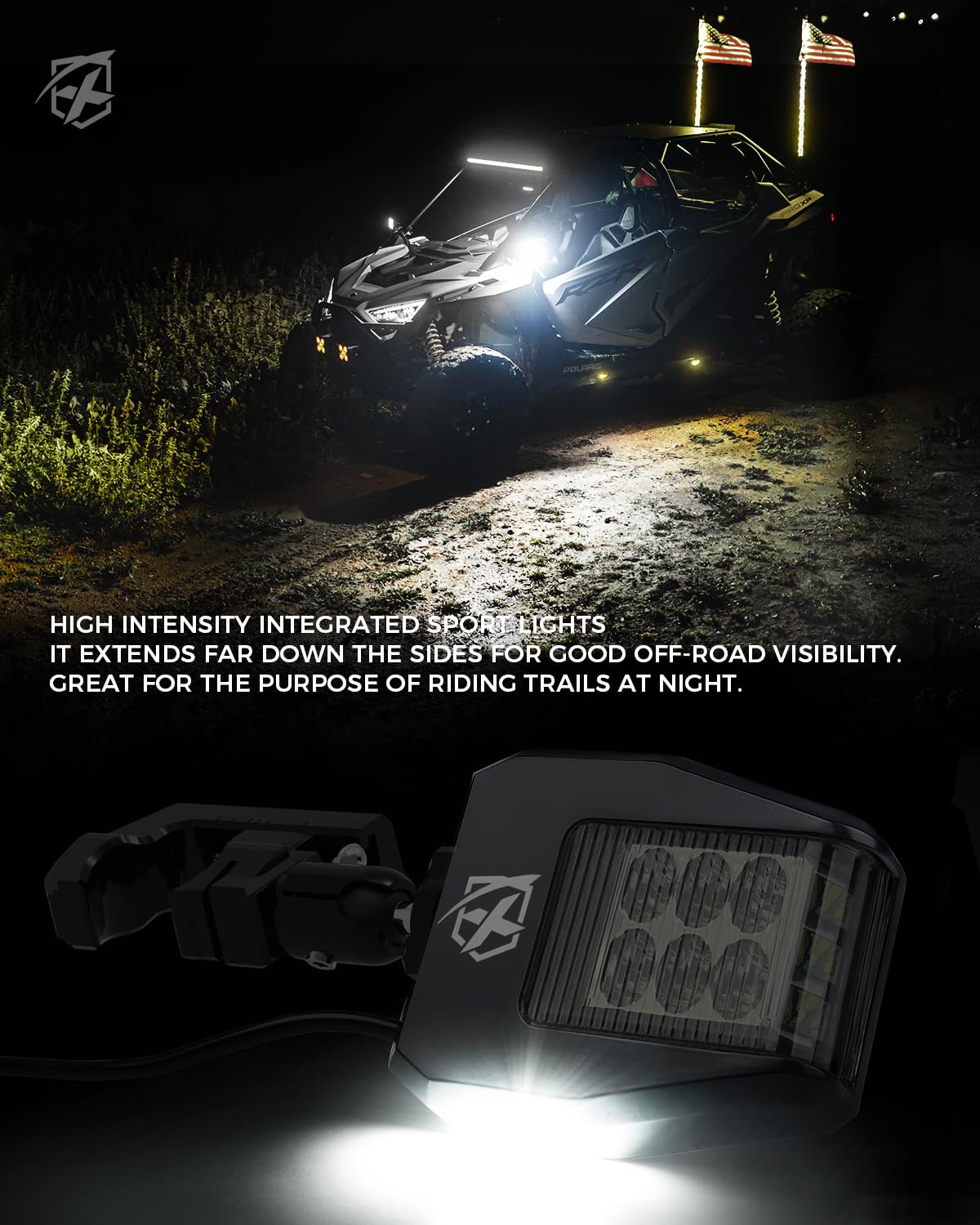 UTV Side Mirrors with LED Spotlights & Puddle Lights