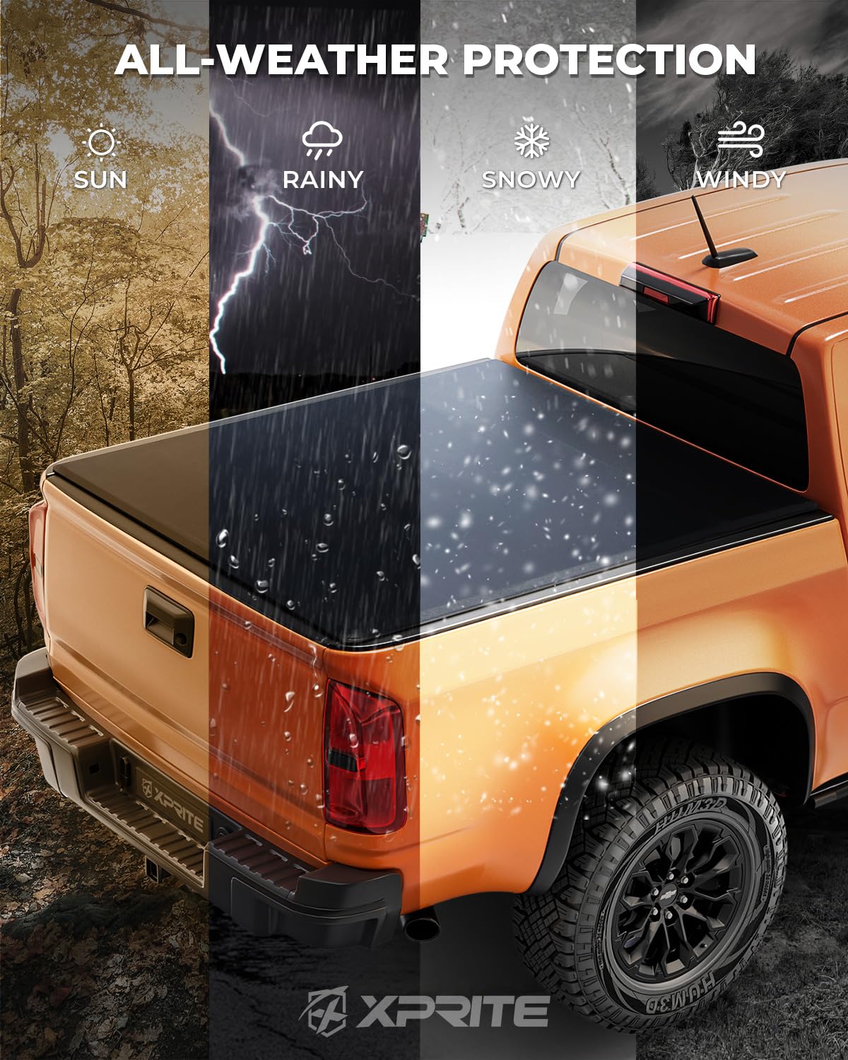 Xprite Soft Folding Truck Bed Tonneau Cover for 2015-2025 Chevrolet Colorado/GMC Canyon