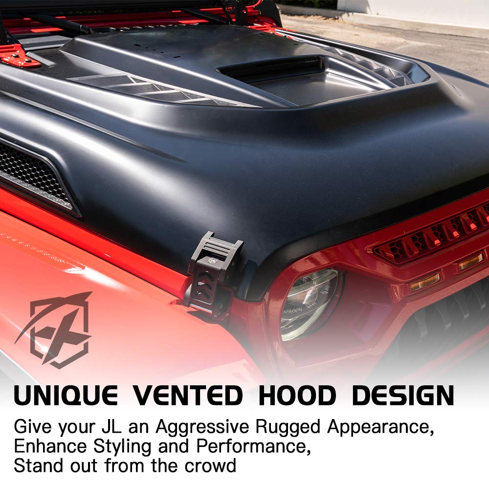 Jeep Hood with Functional Air Vents for Wrangler JL & Gladiator JT | Red Rock Series