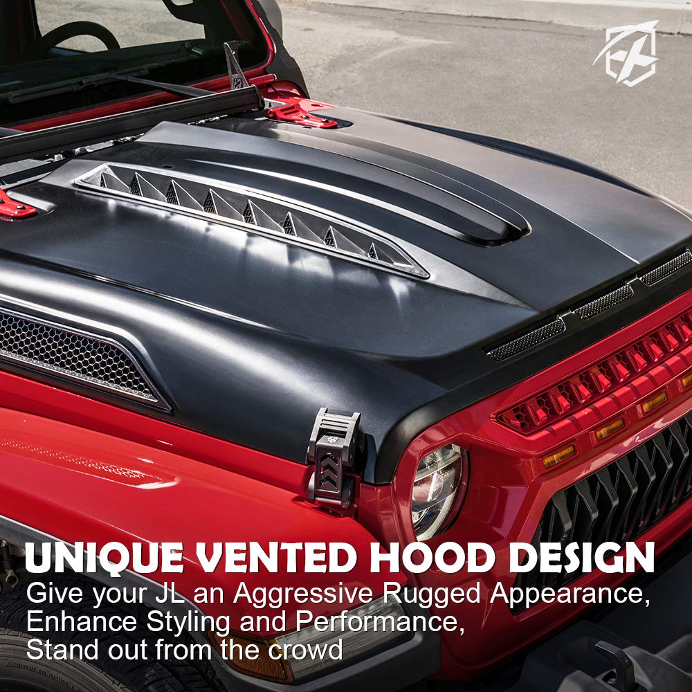 Jeep Wrangler JL & Gladiator JT Replacement Hood with Functional Air vents | Unleash Series