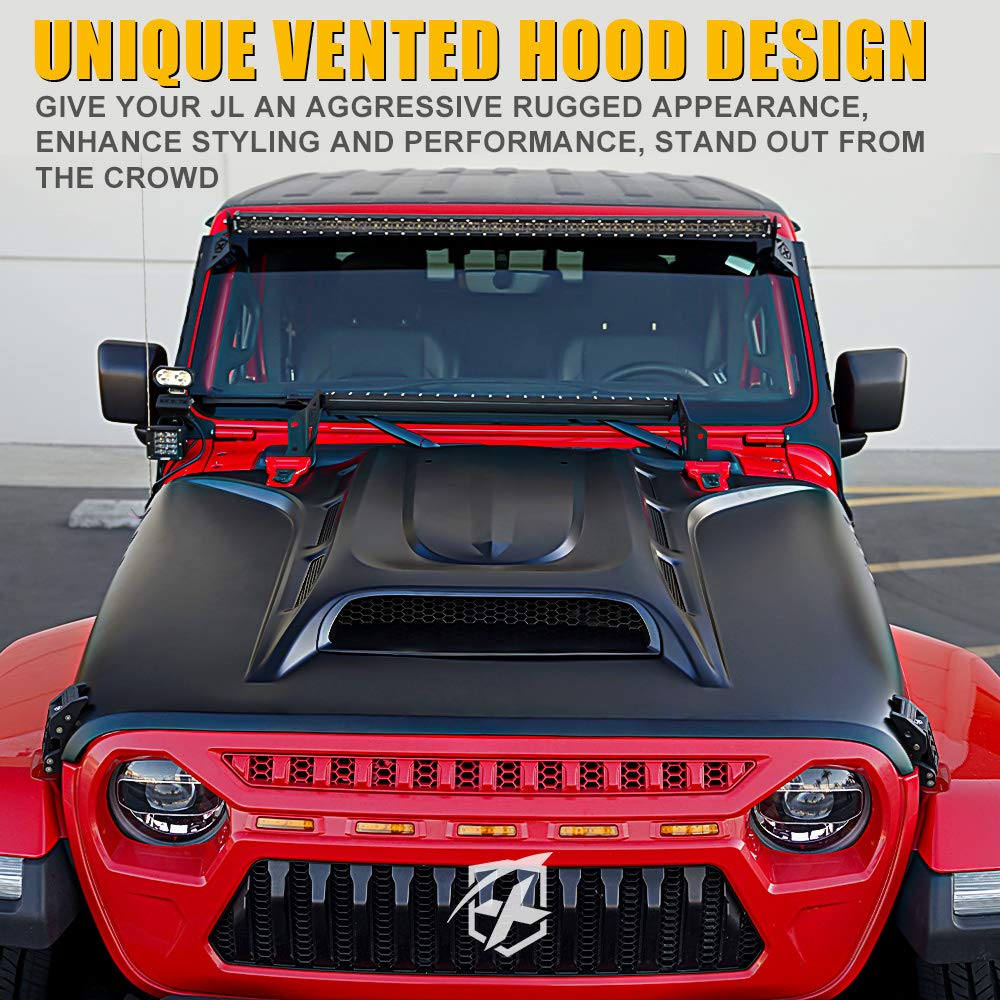 Jeep Hood with Functional Air Vents | Piranha Series for Jeep JL, JT