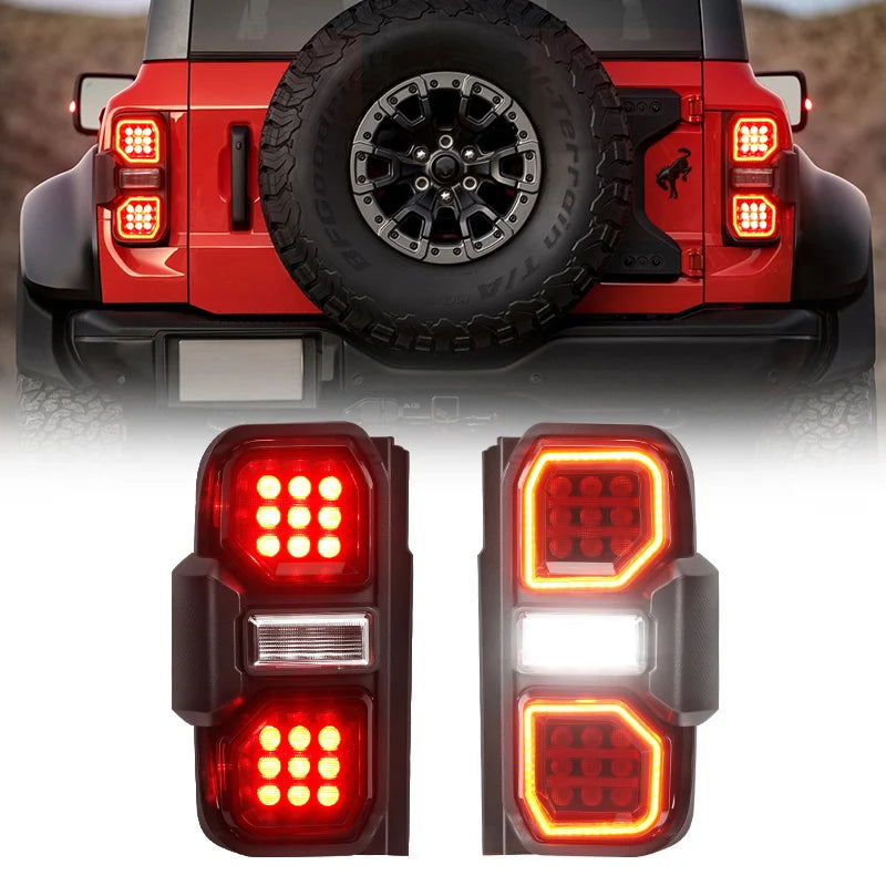 Raptor Style Full LED Tail Lights Assembly for 2021-2024 2/4 Door Bronco