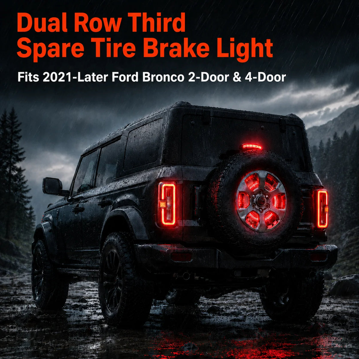 Dual Row Third Spare Tire Brake Light for 2021-2026 Ford Bronco