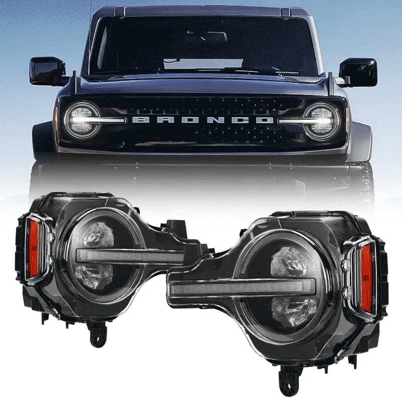 Raptor Style LED Headlights for 2021+ Ford Bronco All Version | DOT Approved