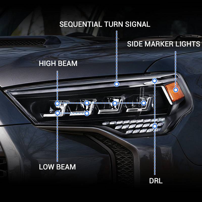 Full Quad LED Projector Headlights for 2014-2024 Toyota 4runner