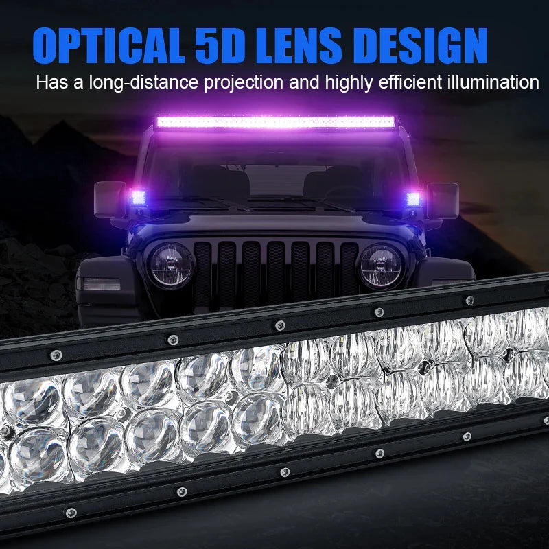 52" RGBW 5D Projector LED Light Bar for Jeep Wrangler