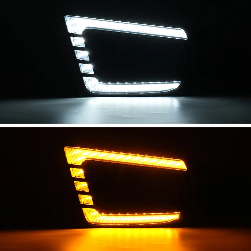 LED Fog Light Bezel Assemblies with DRL & Amber Sequential Turn Signals for 2012–2015 Toyota Tacoma