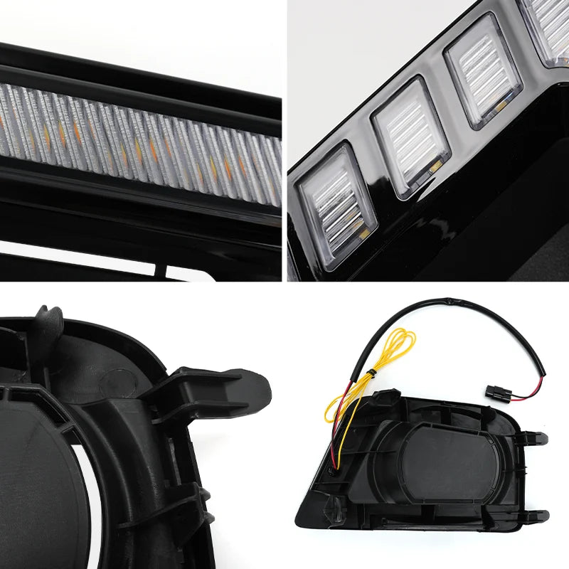 LED Fog Light Bezel Assemblies with DRL & Amber Sequential Turn Signals for 2012–2015 Toyota Tacoma