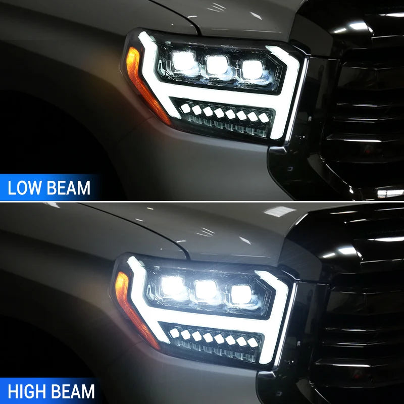 LED Projector Headlights for 2014-2021 Toyota Tundra – Startup Animation & Amber Sequential Turn Signals