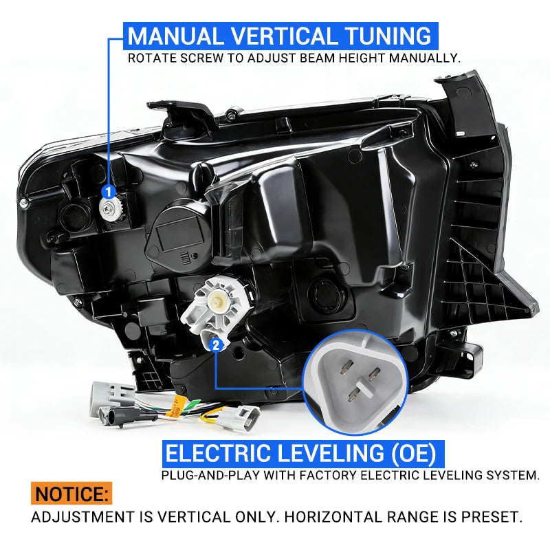 LED Projector Headlights for 2014-2021 Toyota Tundra – Startup Animation & Amber Sequential Turn Signals