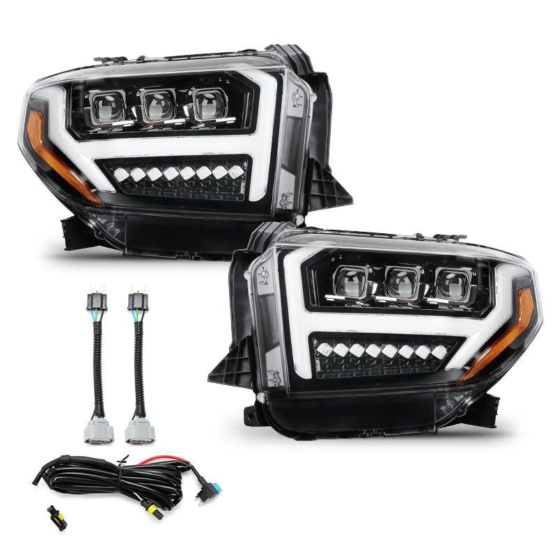 LED Projector Headlights for 2014-2021 Toyota Tundra – Startup Animation & Amber Sequential Turn Signals
