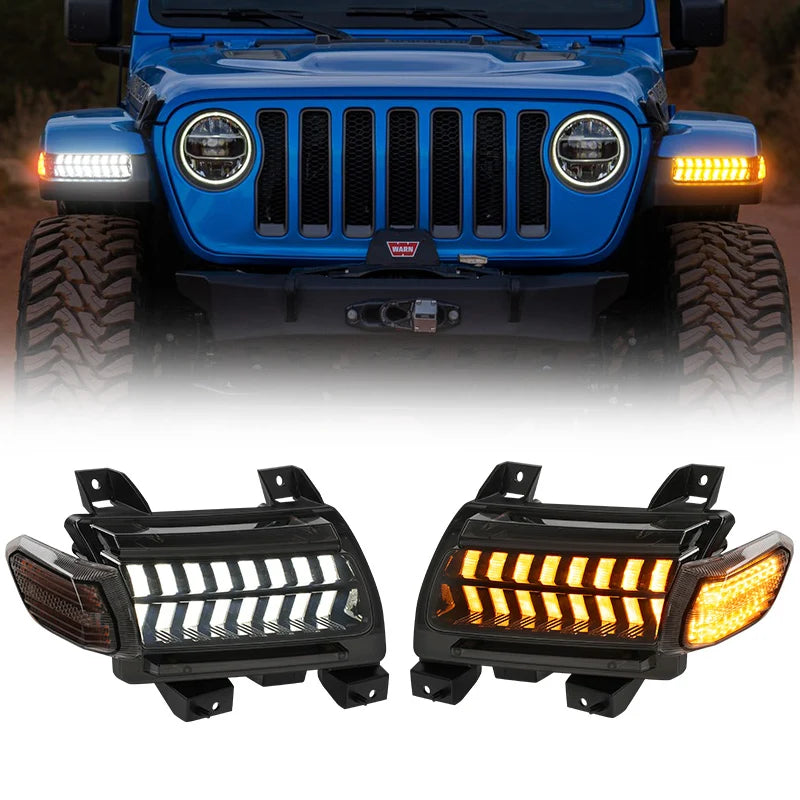 LED Turn Signal Lights with DRL & Side Marker for 2018-2025 Jeep Wrangler JL Sport Jeep Willys Sport