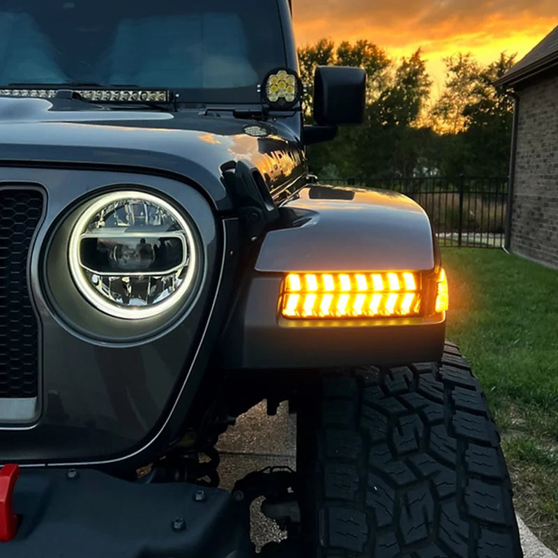 LED Turn Signal Lights with DRL & Side Marker for 2018-2025 Jeep Wrangler JL Sport Jeep Willys Sport