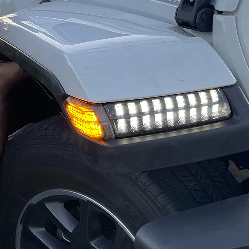 LED Turn Signal Lights with DRL & Side Marker for 2018-2025 Jeep Wrangler JL Sport Jeep Willys Sport