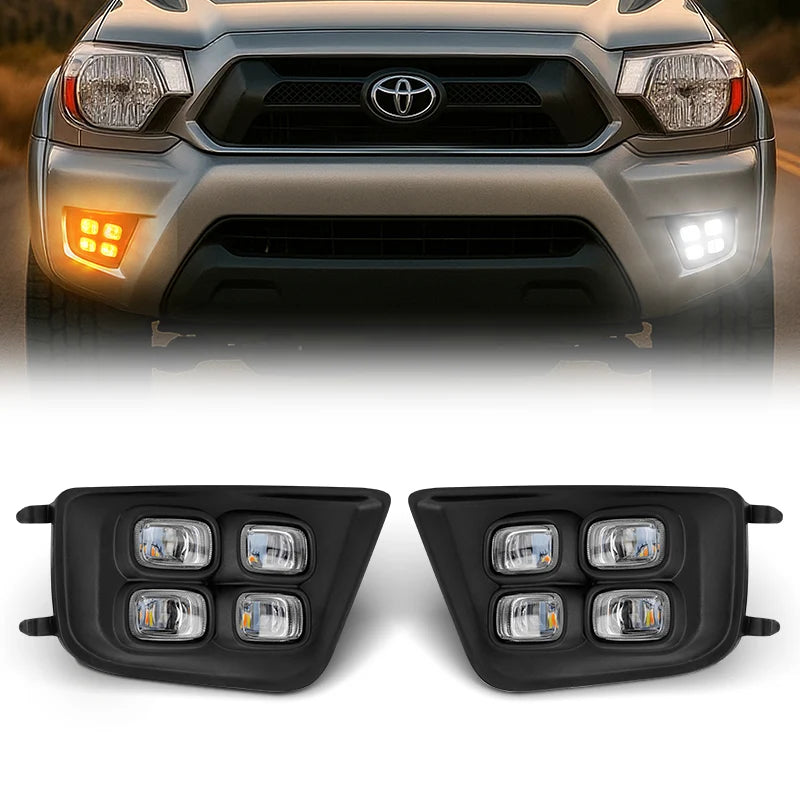 4 Eyes Style LED Fog Lights with Amber Turn Signal Lights for 2012-2015 Toyota Tacoma