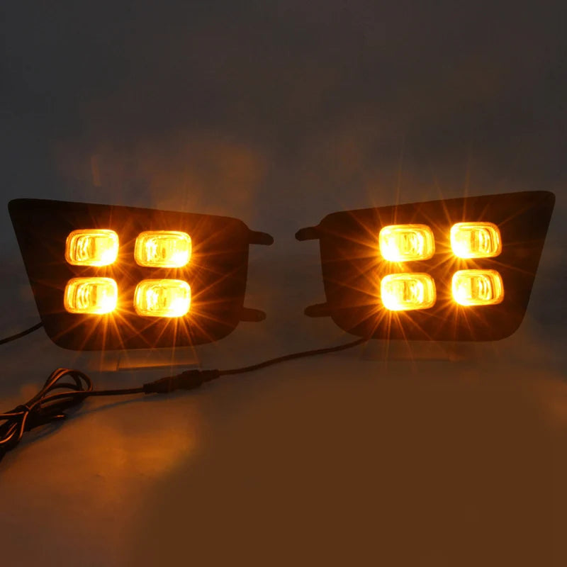 4 Eyes Style LED Fog Lights with Amber Turn Signal Lights for 2012-2015 Toyota Tacoma