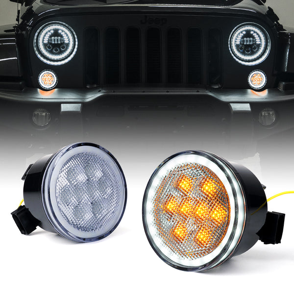 LED Turn Signal Light with Halo DRL for Jeep Wrangler JK | Xprite USA