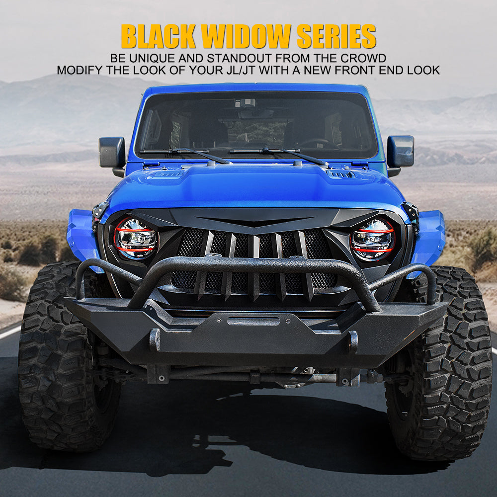 Replacement Grille for Jeep Wrangler JL & Gladiator JT | Black Widow Series