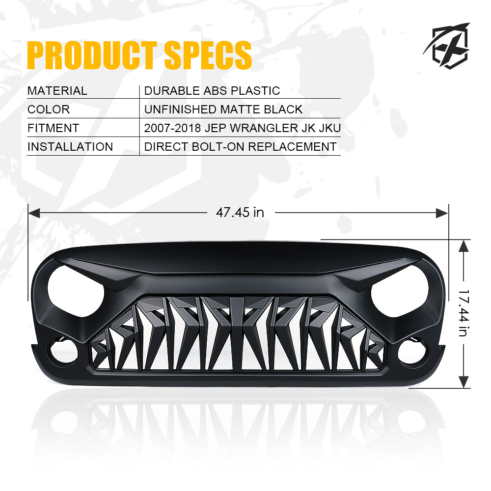 Replacement JK Front Grille Venom Series G1 for Jeep Wrangler 07-18