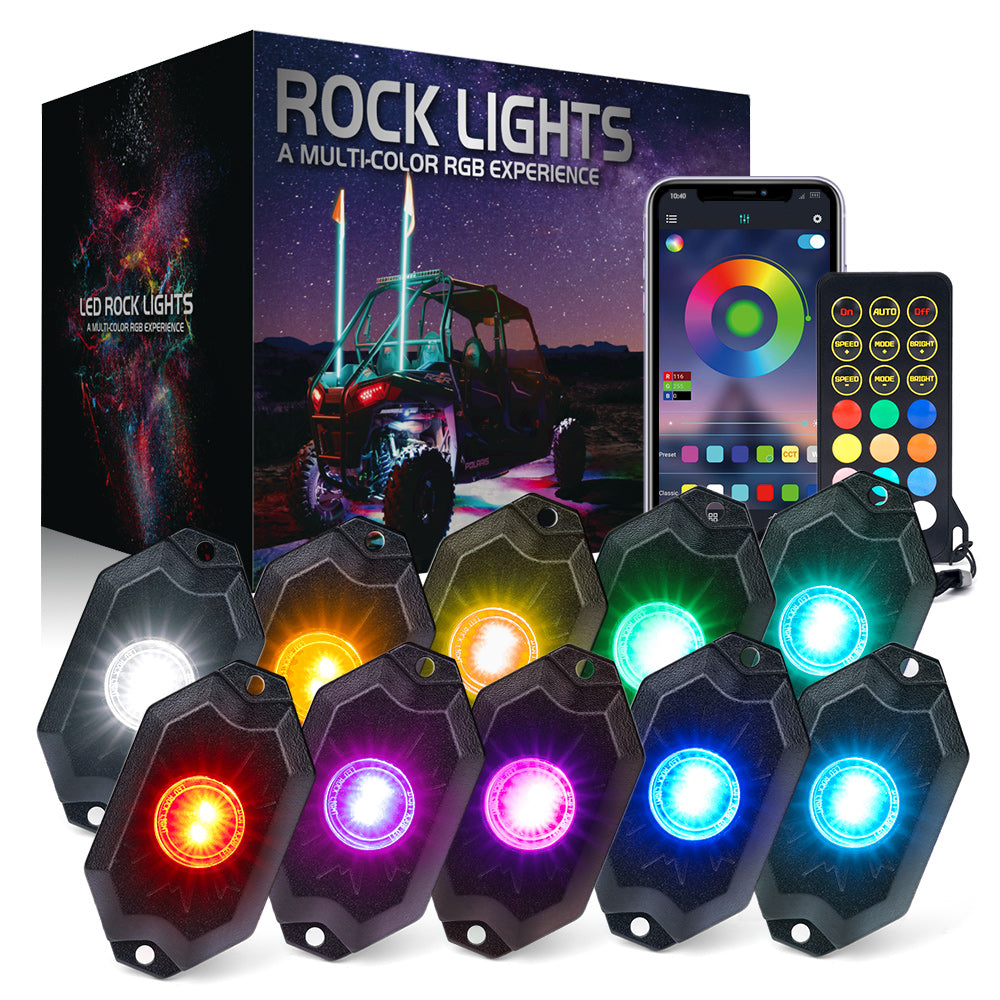 RGBW LED Rock Lights Kit with Bluetooth Control