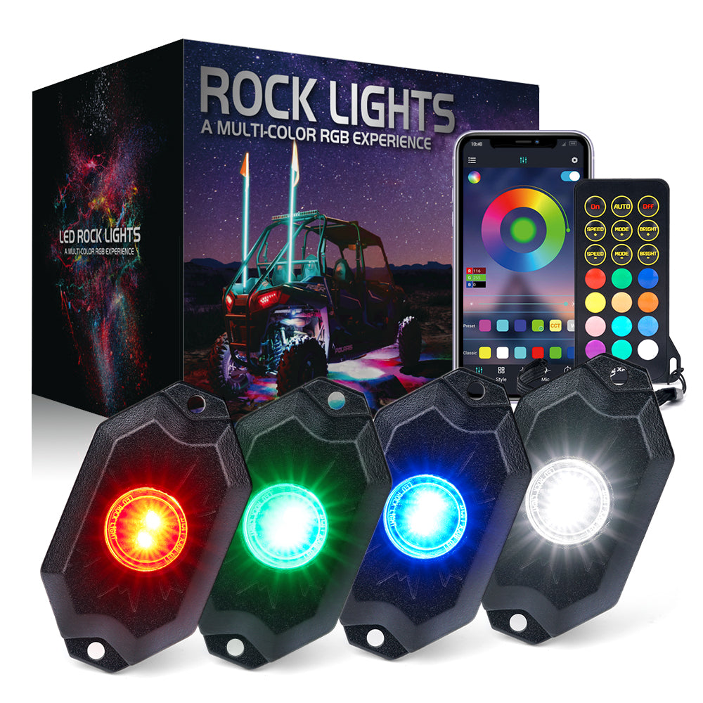 RGBW LED Rock Lights Kit with Bluetooth Control | Trophy Series