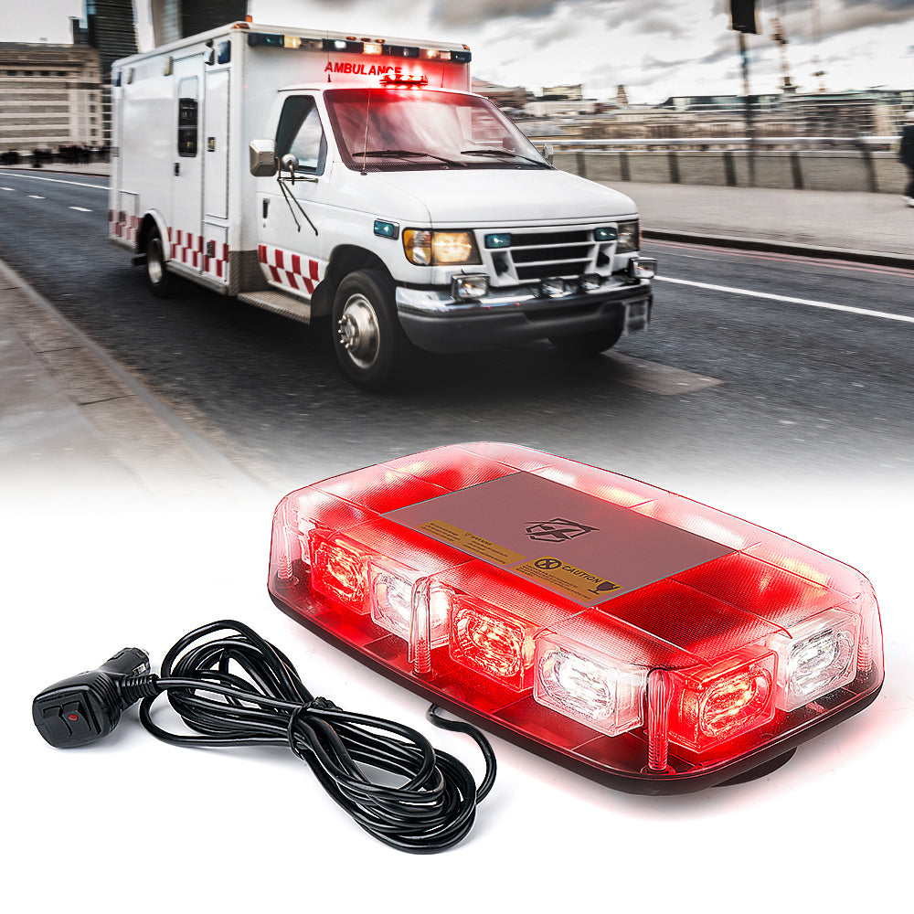 Strobe Light Bar with Magnetic Base for Emergency Vehicle