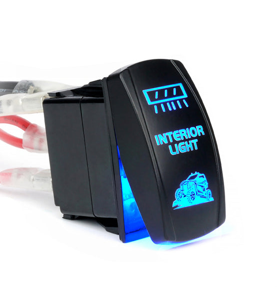 Xprite 5 Pin Laser Blue Center Mirror Interior Light SPST On/Off Rocke