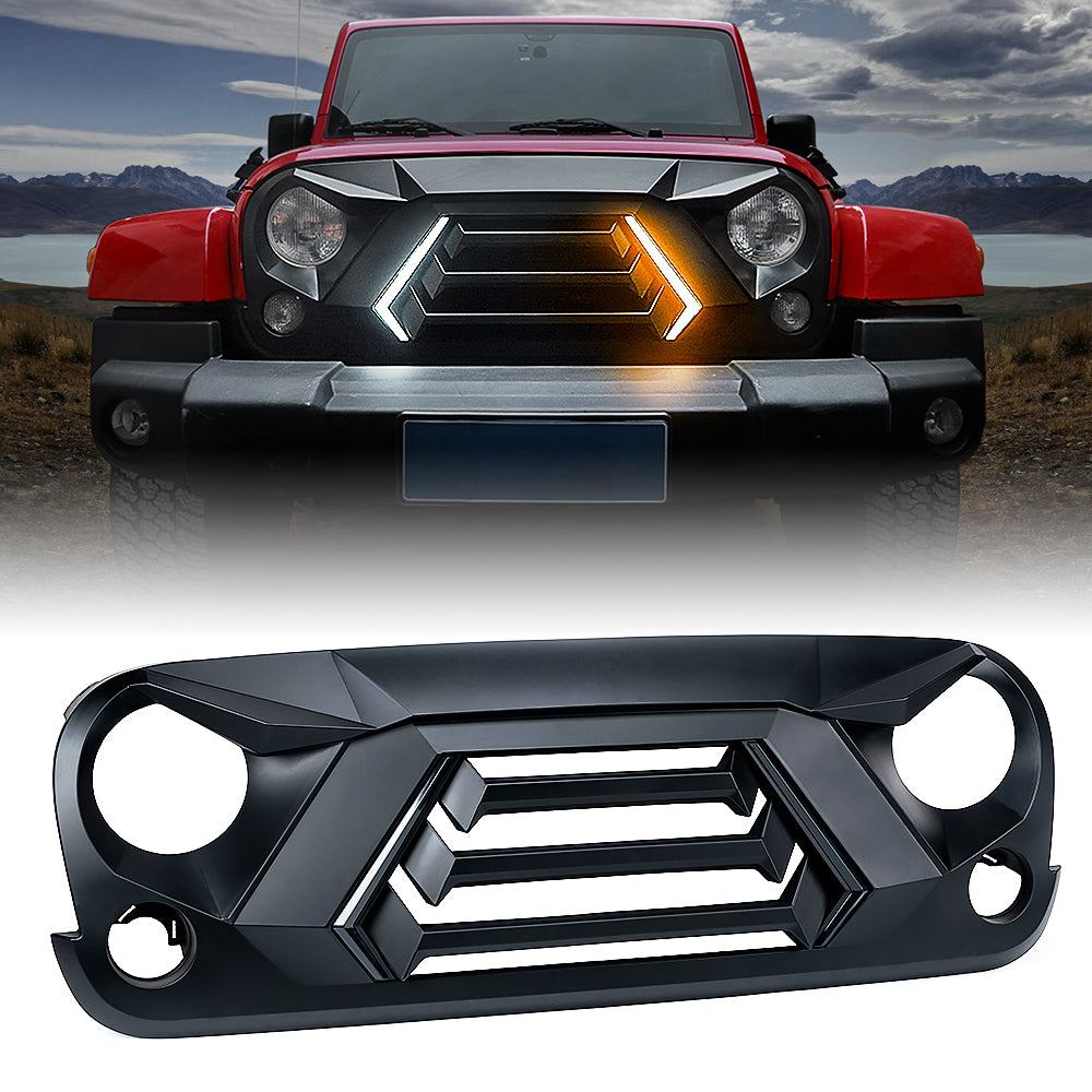 Angry Grille with Turn Signal for Jeep Wrangler JK | Vader Series