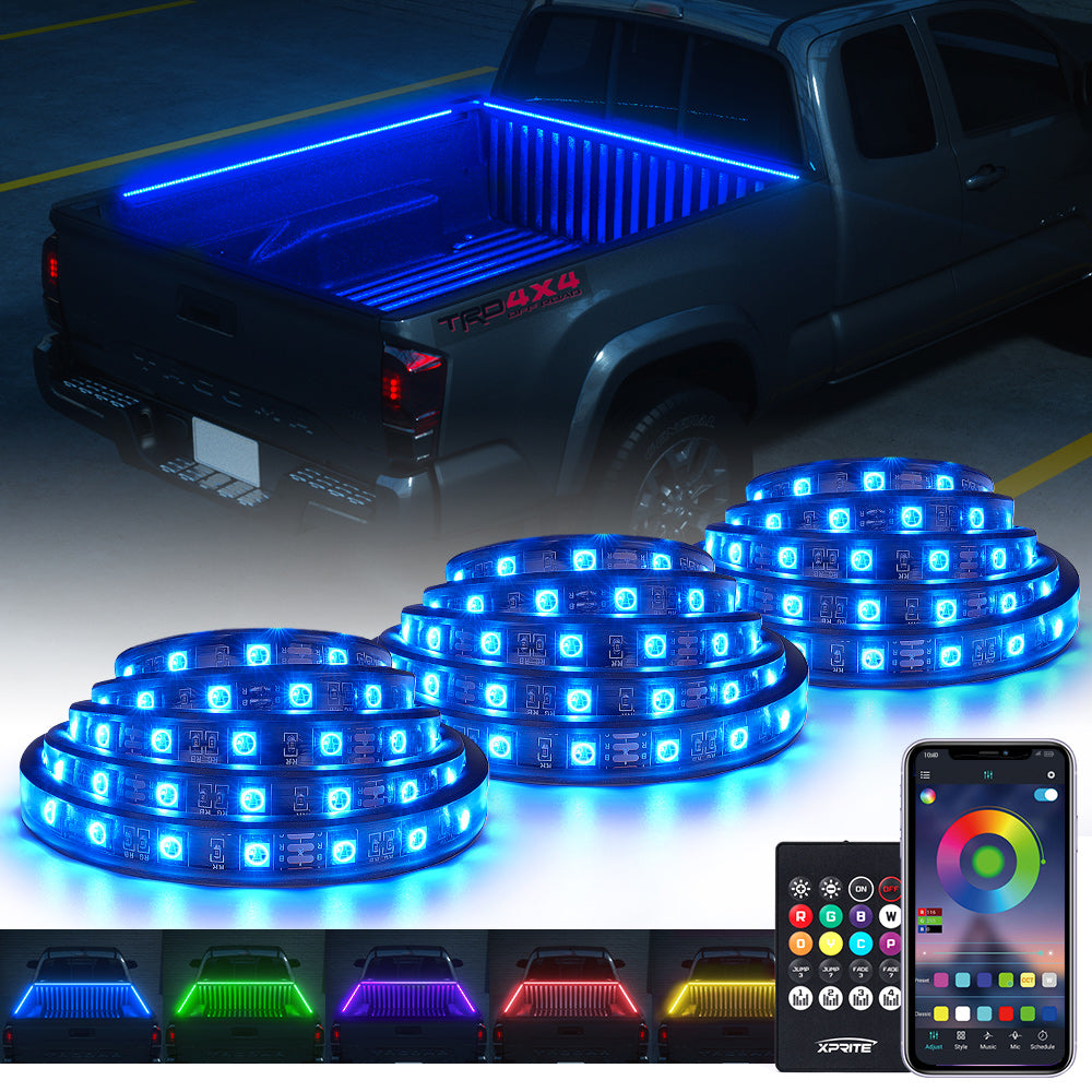 Xprite Spire 3 Series Multi-Color RGB LED Truck Bed Light Strips with Bluetooth and Remote Control