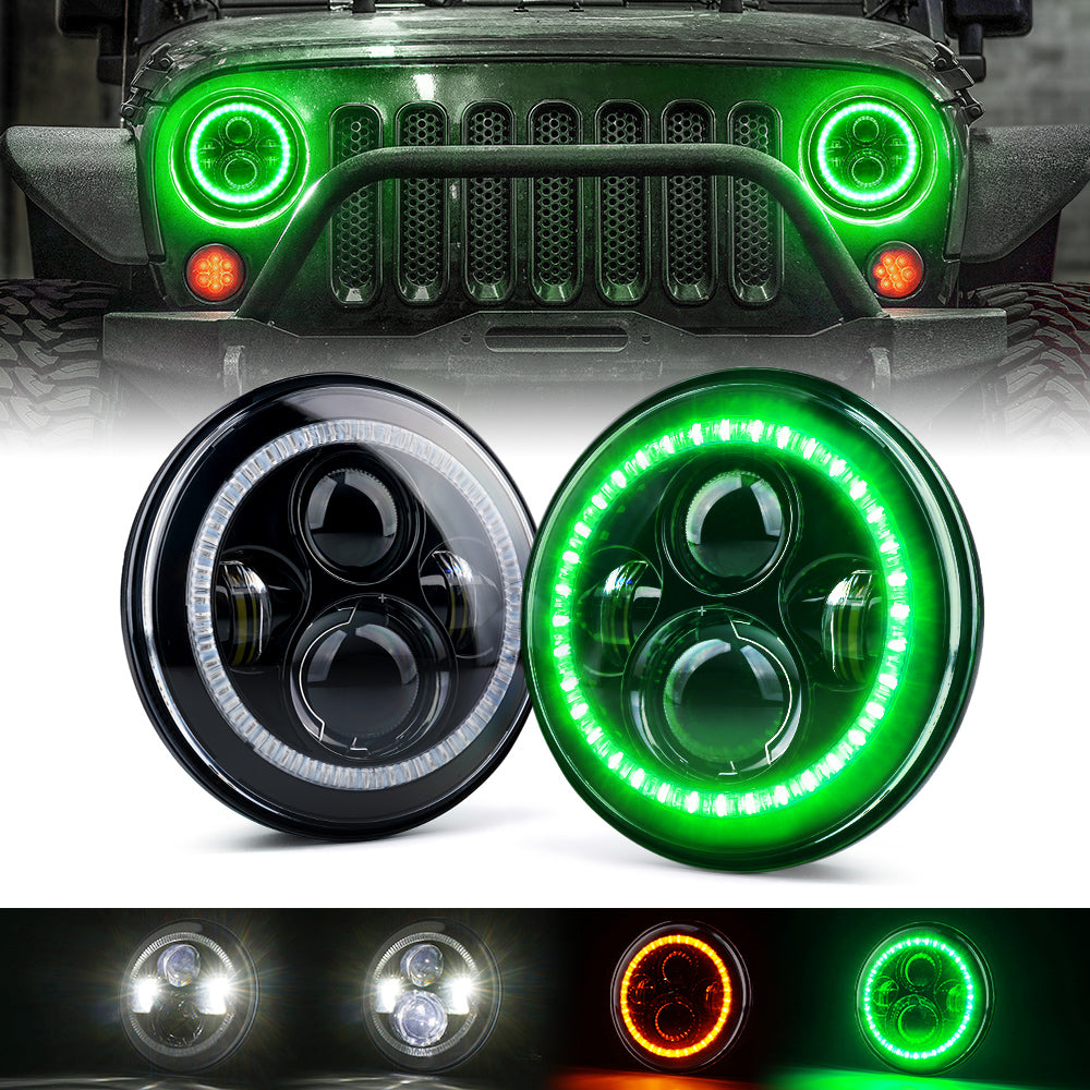 LED Halo Headlights for 2007-2018 Jeep Wrangler JK