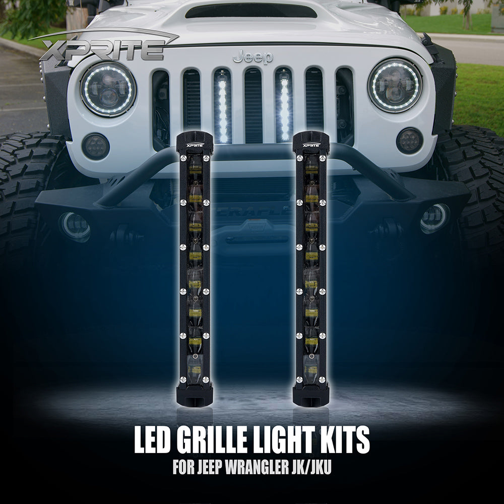 Xprite 8" Single Row CREE LED Grille Light Kit for 2007-2018 Jeep Wrangler JK