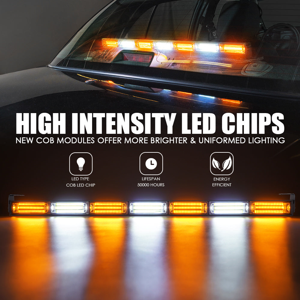 31" Traffic Advisor LED Strobe Light Bar with Suction Cup Brackets