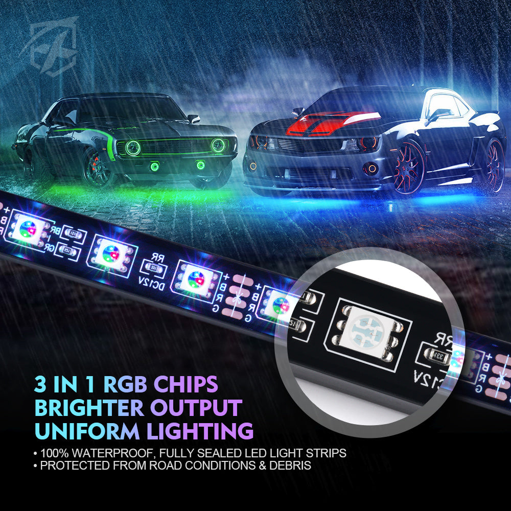 Underglow Lighting kits with Aluminum Housing and Bluetooth Control