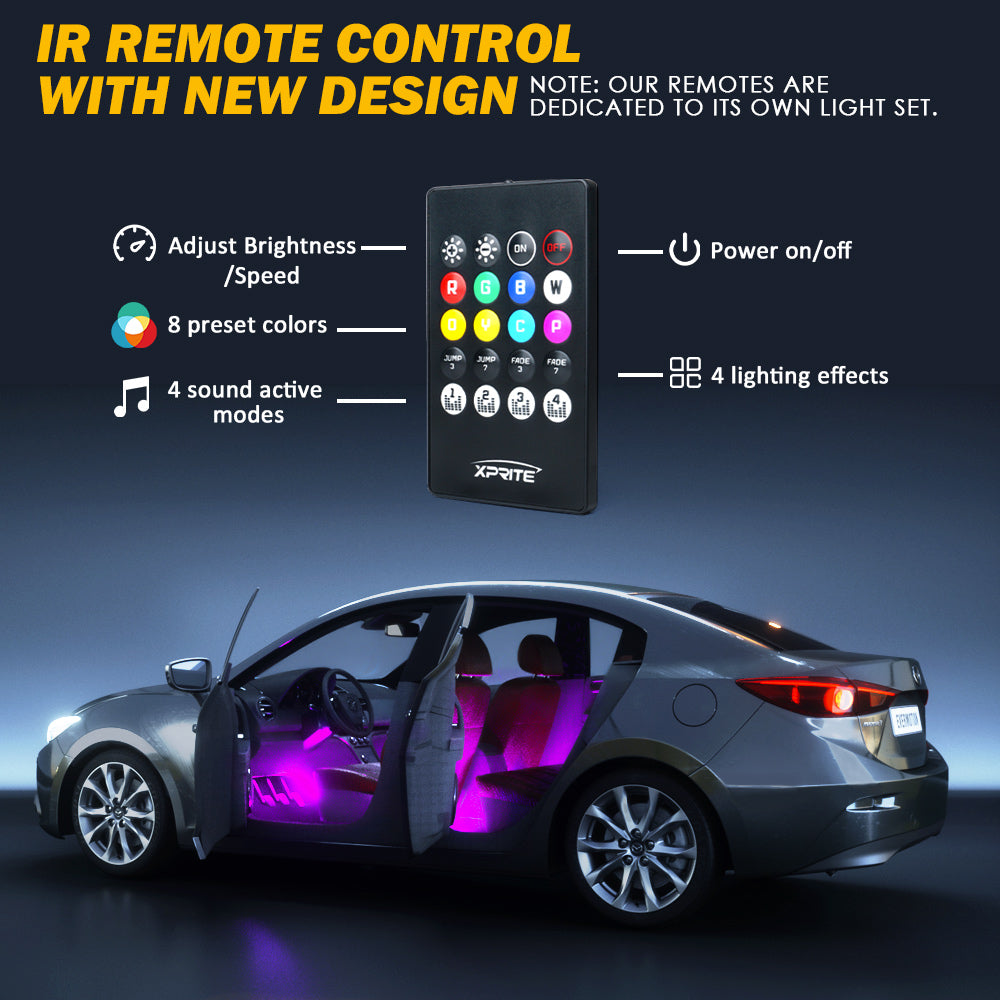 4PC LED Interior RGB Lights with Remote Control Celestial remote