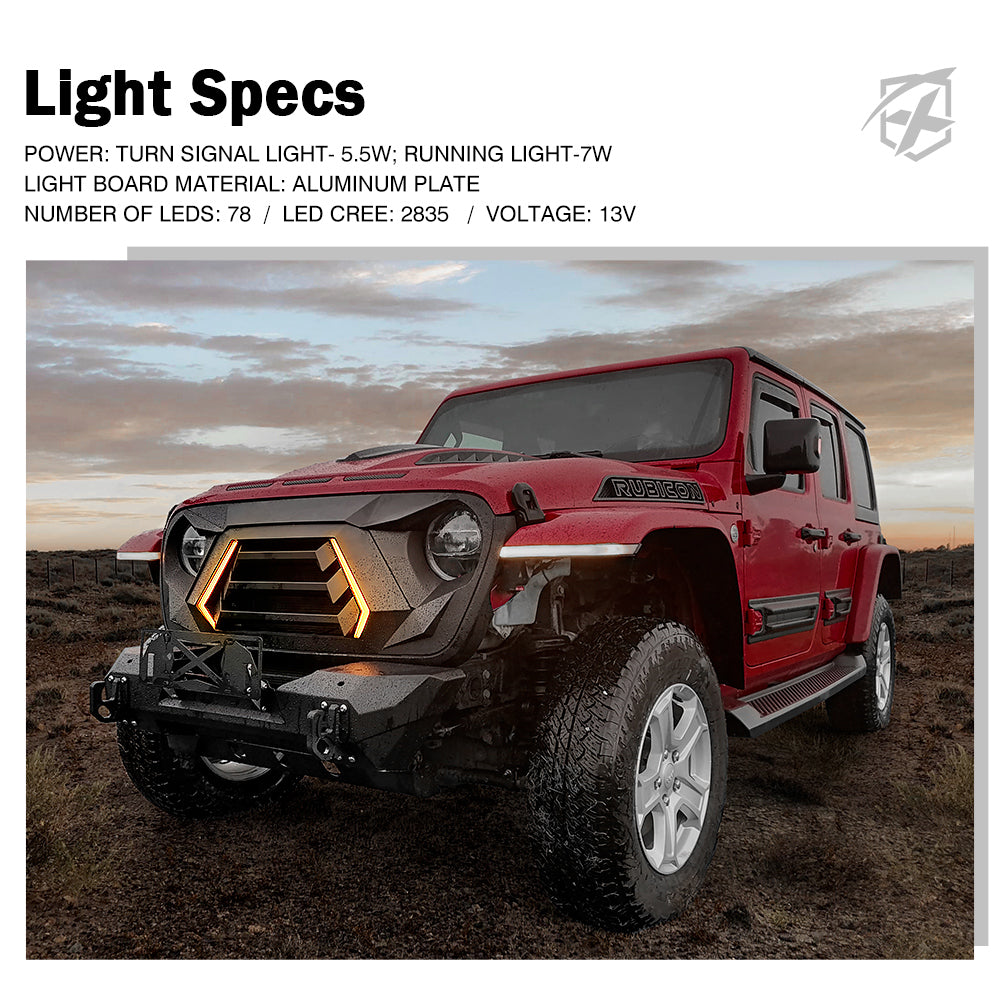 Jeep Wrangler JL & Gladiator JT Grille with Turn Signal Lights