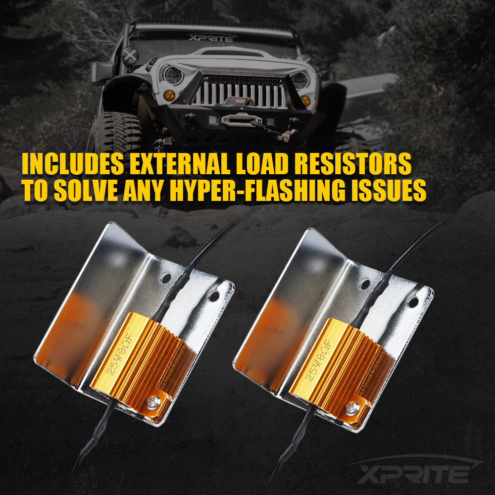 Amber LED Turn Signal Lights for 07-18 Jeep Wrangler JK