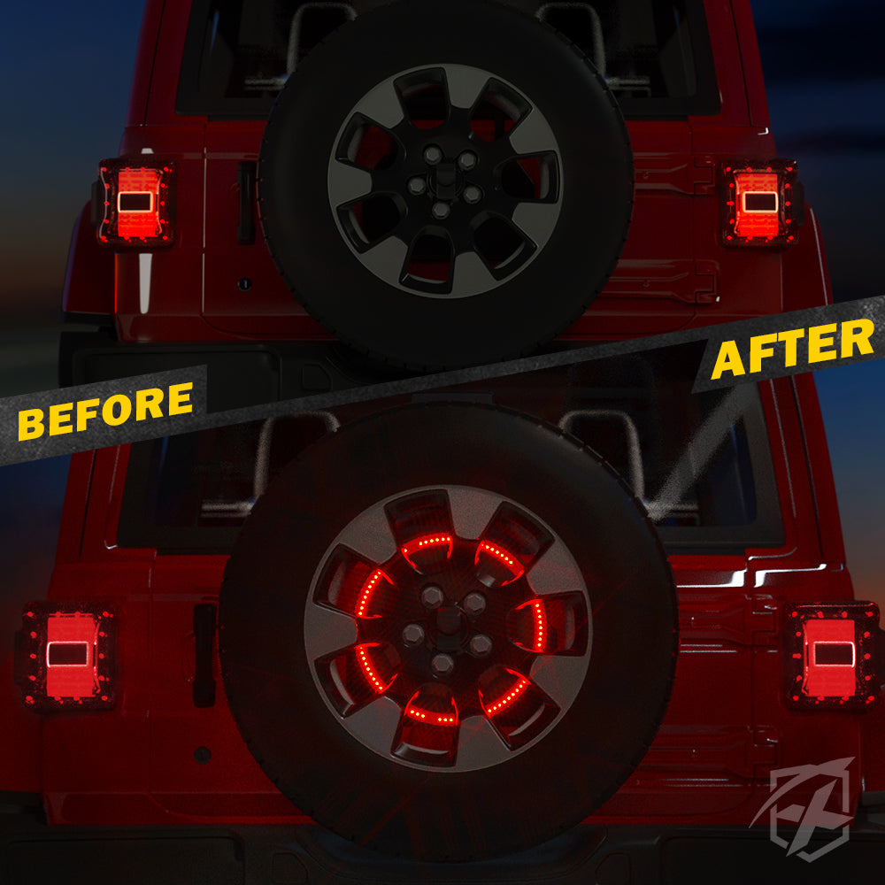 Spare Tire LED Brake Light Before After