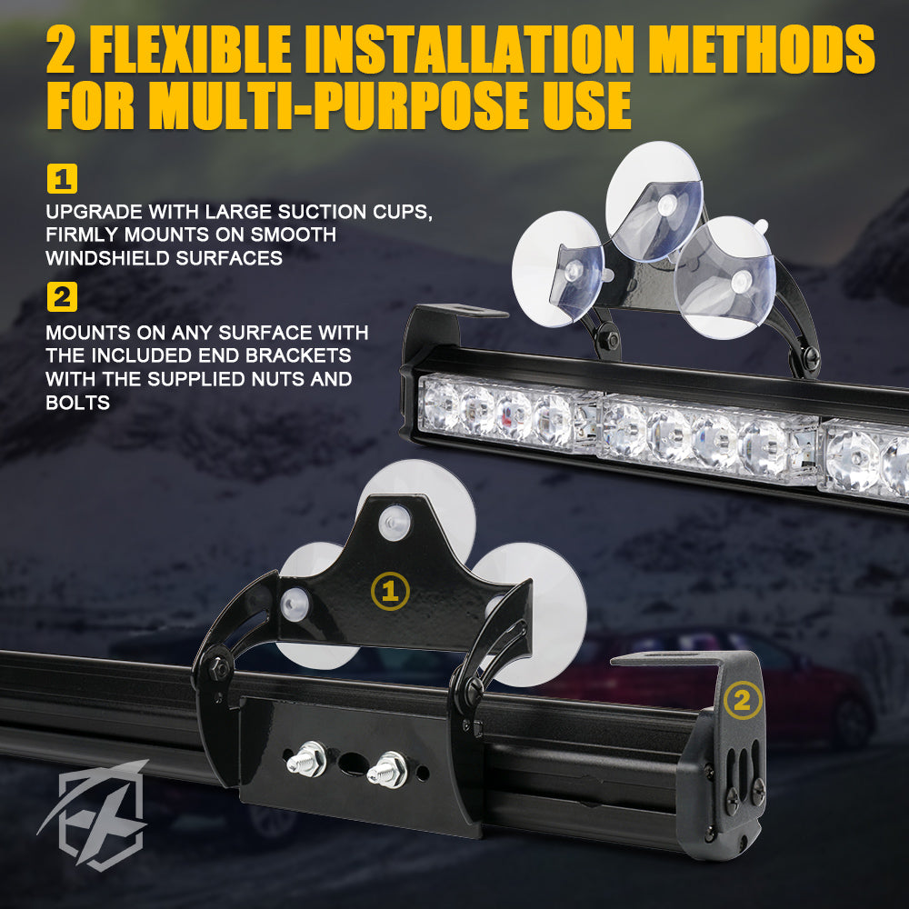 35.5" LED Traffic Advisor Strobe Light Bar with Suction Cup Brackets G2