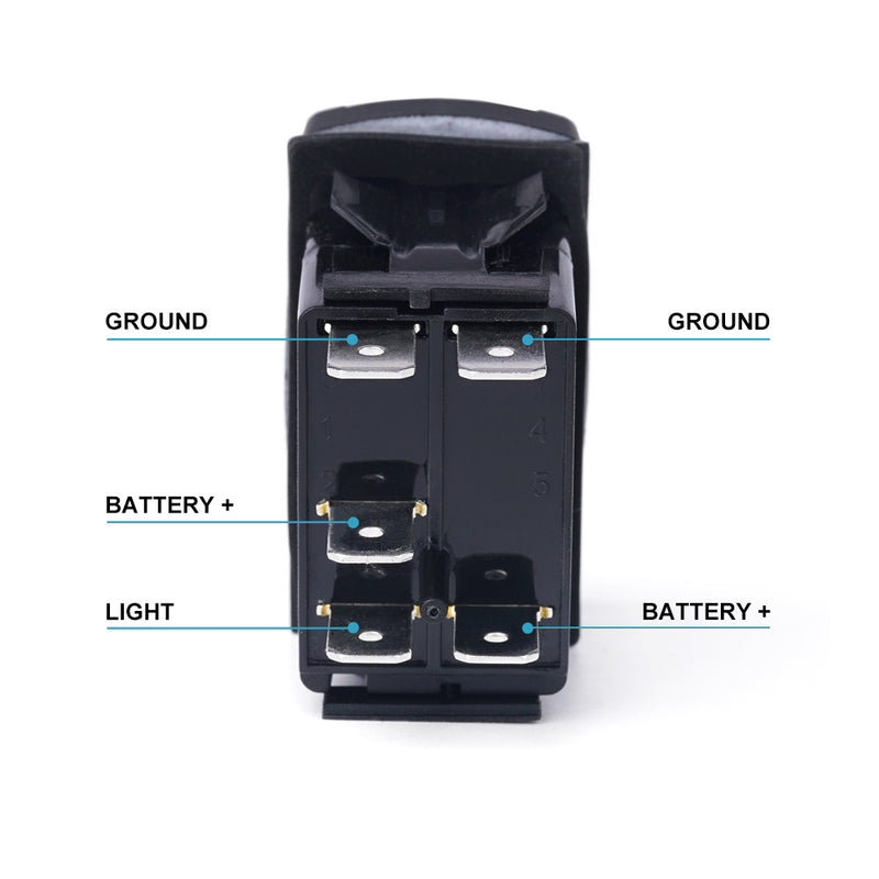 Xprite Rocker Switch Xprite 5 Pin Laser Blue SPST Rocker On/Off Toggle Switch with Logo