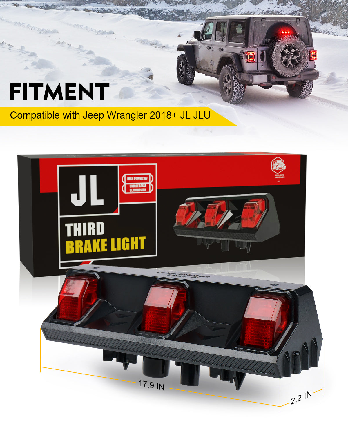 LED Third Brake Light for 2018+ Jeep Wrangler JL