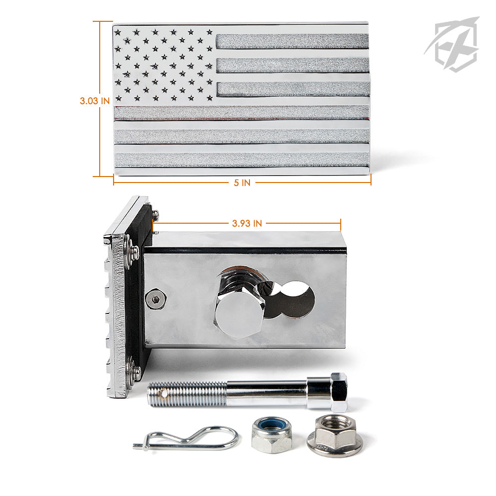 Trailer Hitch Cover with U.S. American Flag dimension
