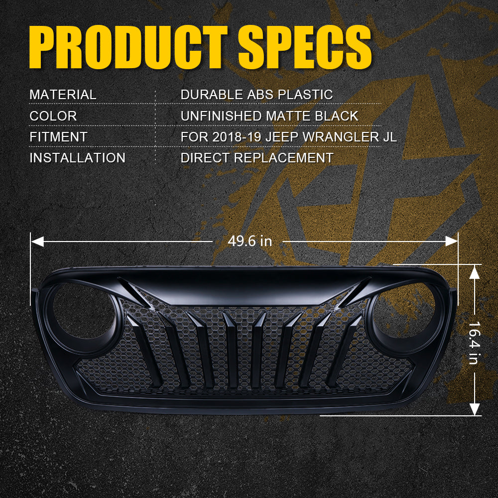 Replacement Grill for Jeep Wrangler JL/JT Specs