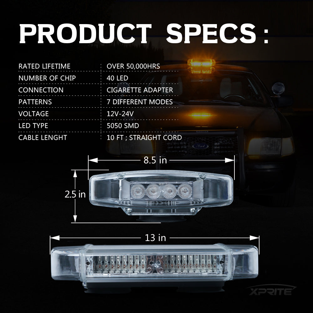Xprite Radiant Series 40 LED Emergency LED Strobe Light with Magnetic Base