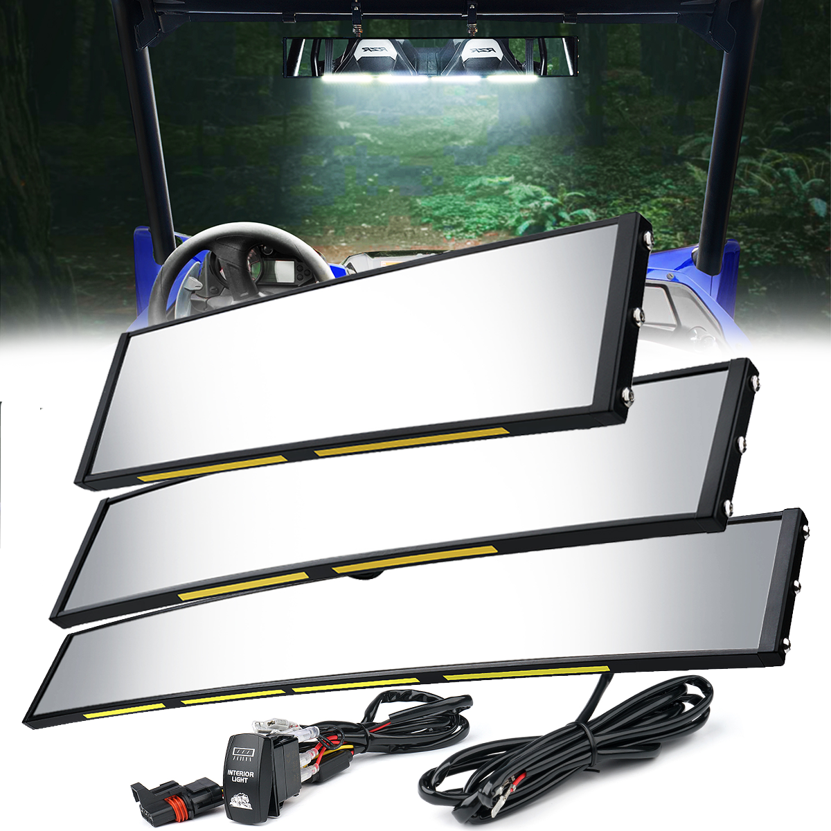 LED Rear View Mirror with Lights fit 1.75